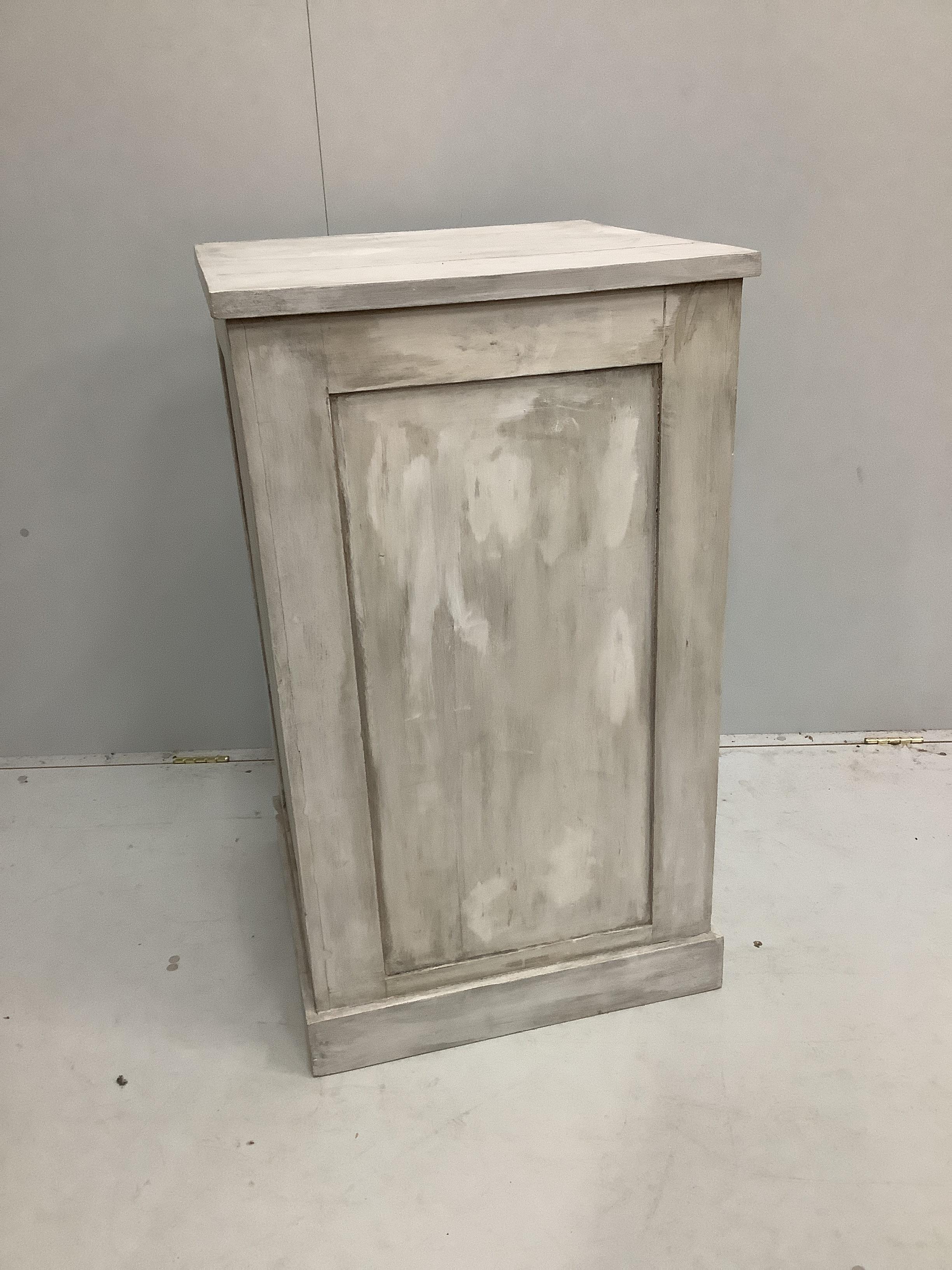 A painted square wood pedestal, width 57cm, height 98cm